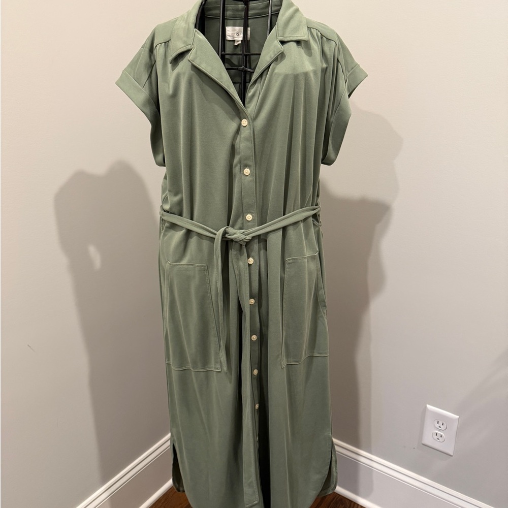 Lou & Grey Sage Green Midi Dress